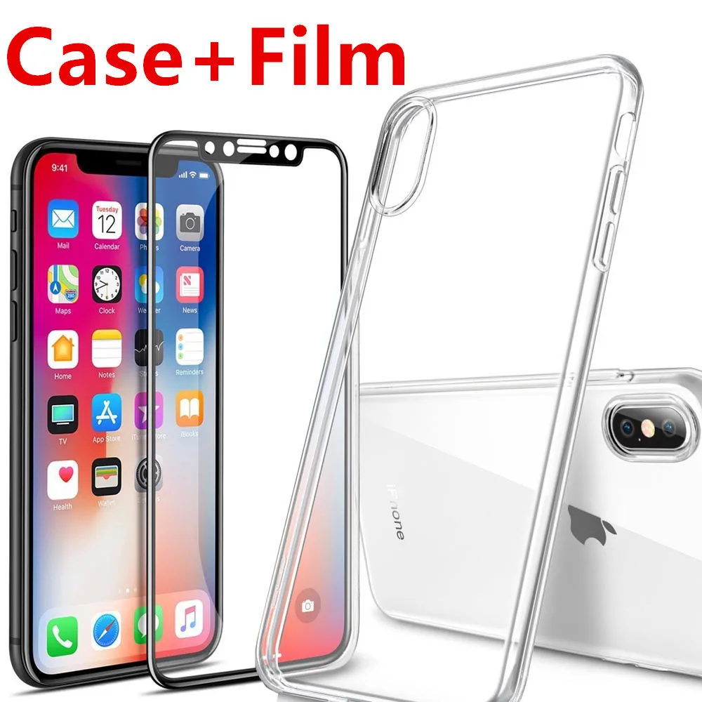 Защита экрана для Apple iPhone X 10 закаленное стекло полное покрытие 3D 4D изогнутые края