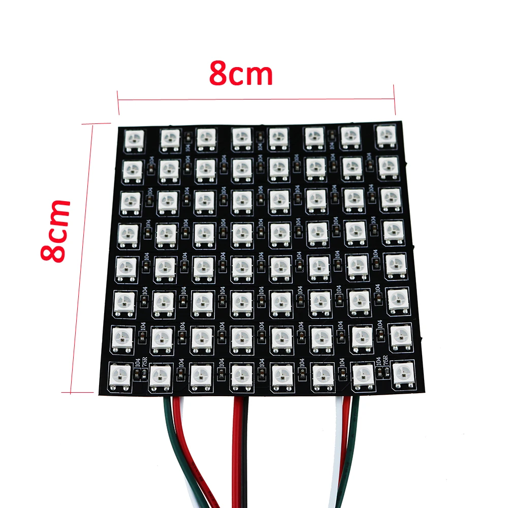 8*8 64 пикселей 5050 RGB WS2812 WS2812B полноцветная Гибкая индивидуально Адресуемая