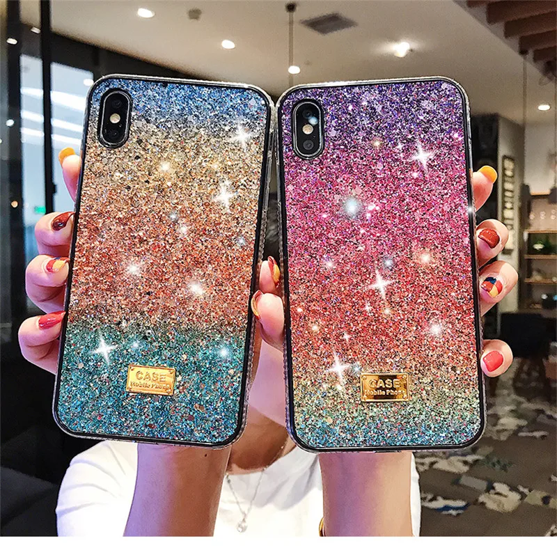 Модные алмаз Радужный градиентный цветной блестящий чехол для iPhone 12 11 Pro Max XS XR X 8 7