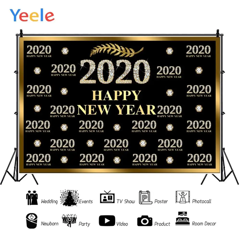 Yeele 2020 новогодние обои алмазные золотые слова фотофоны персонализированные