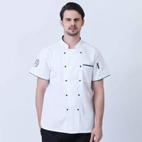 new chef wear short sleeve breathable upscale hotel chef workwear kitchen canteen white short sleeve chef uniform