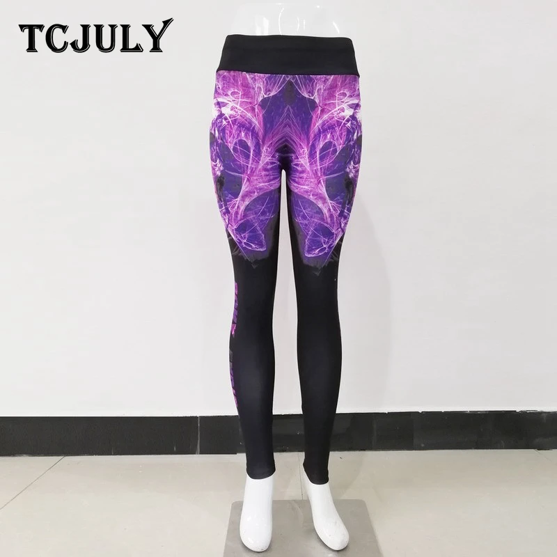 TCJULY Новинка готический стиль Высокая Талия пуш ап леггинсы с черепами дышащая
