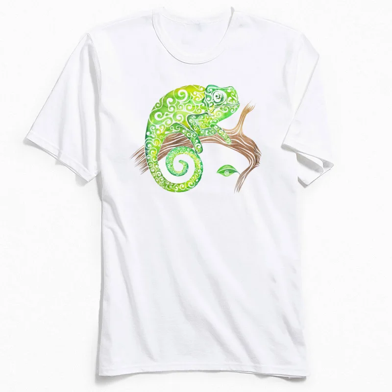 Тропическая Футболка мужская летняя Осенняя футболка Swirly Хамелеон с коротким
