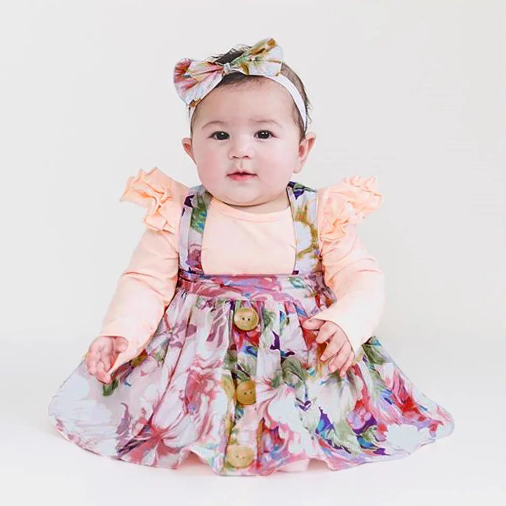 Платье для маленьких девочек комплект из 2 предметов малышей комбинезон с