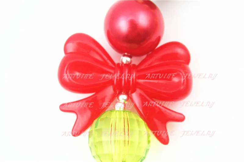 2 шт. бусины с блестками и красным бантом ожерелье для новогодних девочек