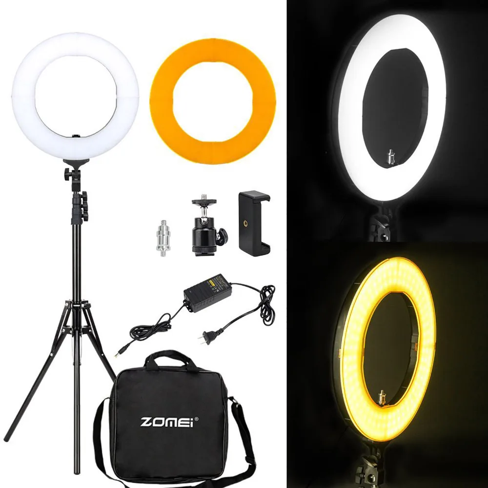 ZOMEI 14 &quotDimmable LED Studio Ring Light фотографическое освещение макияж лампа для камеры Фото