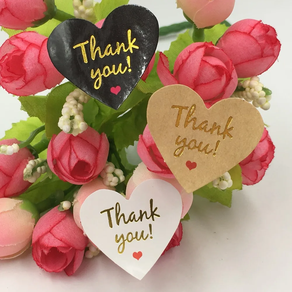 100 шт./лот Золотое сердце THANK YOU наклейка с этикеткой для пекарни ручной работы