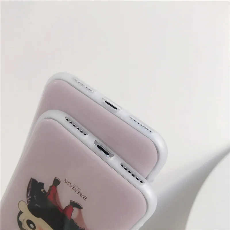 Зеркальный чехол с милым мультяшным принтом Shin-chan IMD белый мягкий для мобильного