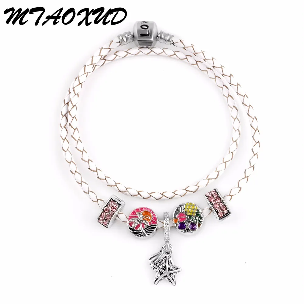 

Браслет из натуральной кожи с розовыми бусинами в летнем стиле, подходит для шармов, браслетов из металлического сплава и стекла в европейс...