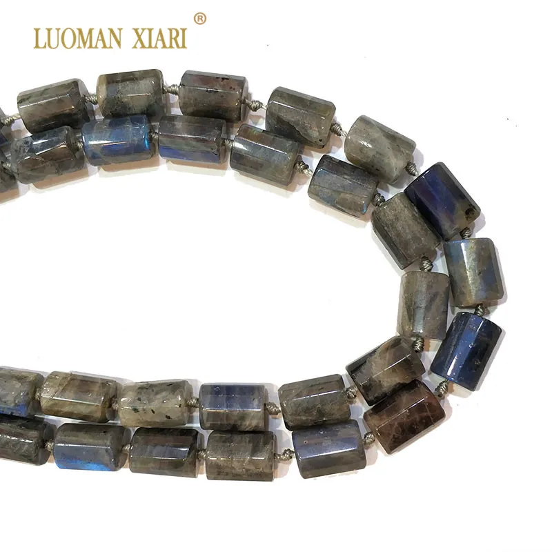 Цилиндрические бусины из натурального Лабрадорита LUOMAN XIARI для самостоятельного