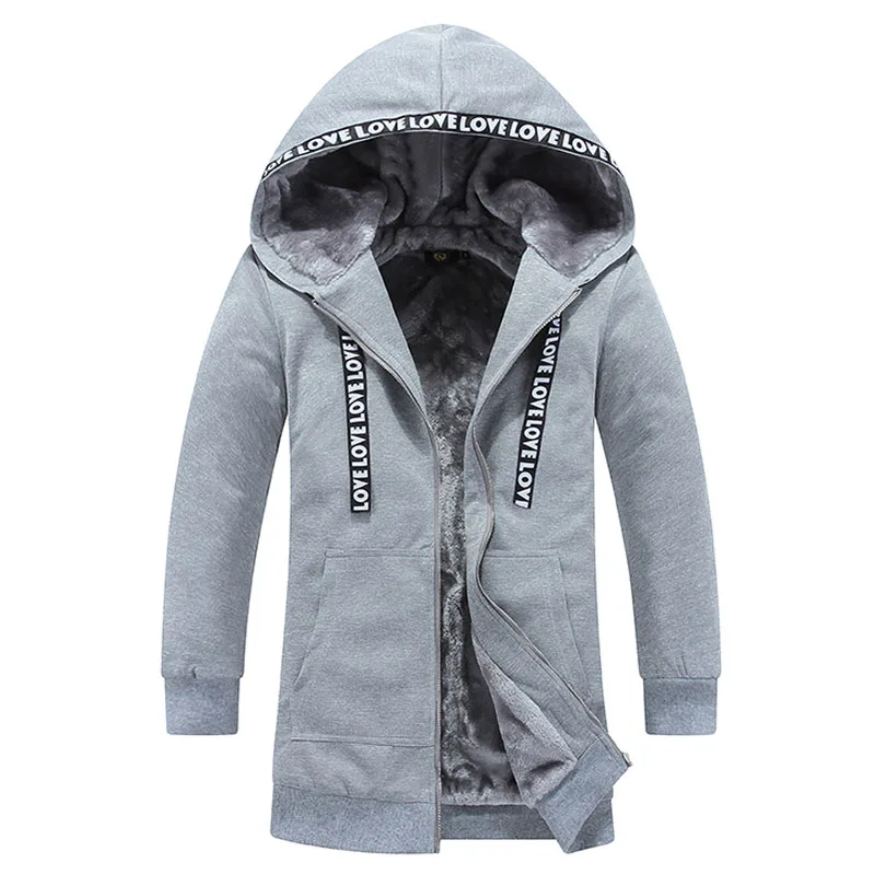 Мужская толстовка с капюшоном Длинная утепленная Вельветовая Толстовка