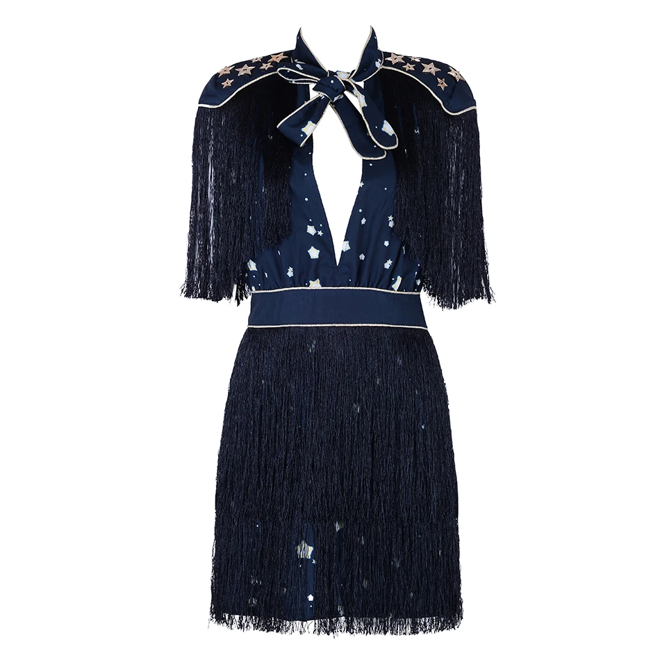 Amily.c 2018 New Spring Women Dress Turtleneck Sexy Bodycon Tassel Chic Celebrity Party Black Dresses Wholesale Vestidos | Женская
