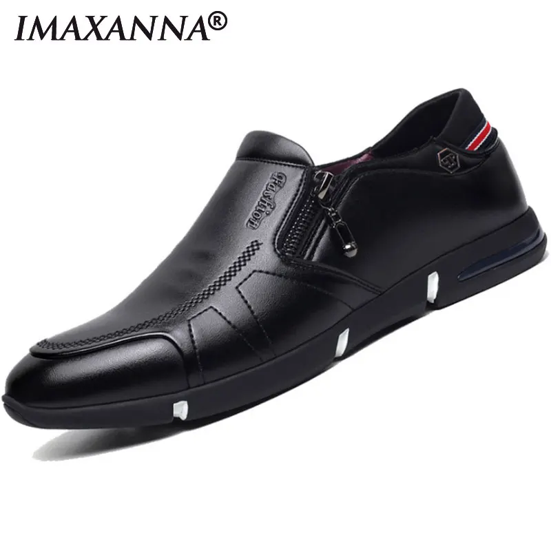 IMAXANNA Men Casual Shoes Leather High Quality Flats Walking Breathable Comfortable | Обувь