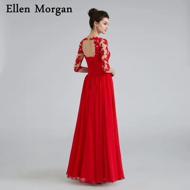 Красное шифоновое вечернее платье с открытой спиной 2019|lace formal gown|backless evening dressformal