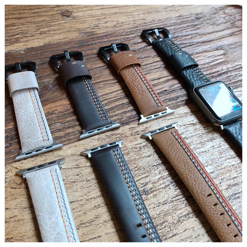 Ремешок кожаный для Apple Watch Band 38 мм 42 браслет из натуральной кожи iWatch 40 44 Series 1 2 3 4