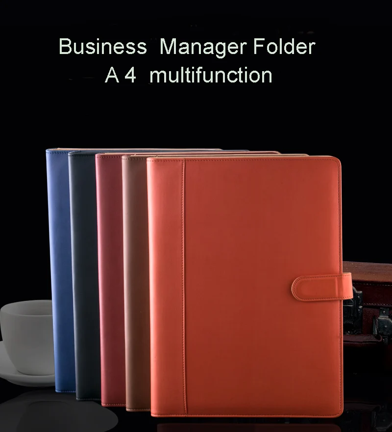 PU leather folder for A4 documents folders school exercise books notebook planner clip Office and School Supplies 1213 | Канцтовары для