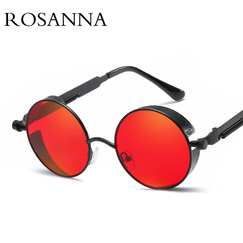 Красные круглые готические солнцезащитные очки ROSANNA винтажные металлические