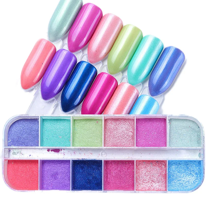 12 Girds / Box Nail Art Mirror Glitter Polished Chrome Powder Shiny Effect Decorative DIY | Красота и здоровье