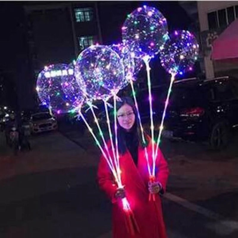 

New LED Balloons Bobo Balloon Each set includes 18inch Led Balloon + 80cm Rod +3 m Led line and handle battery box 50 set