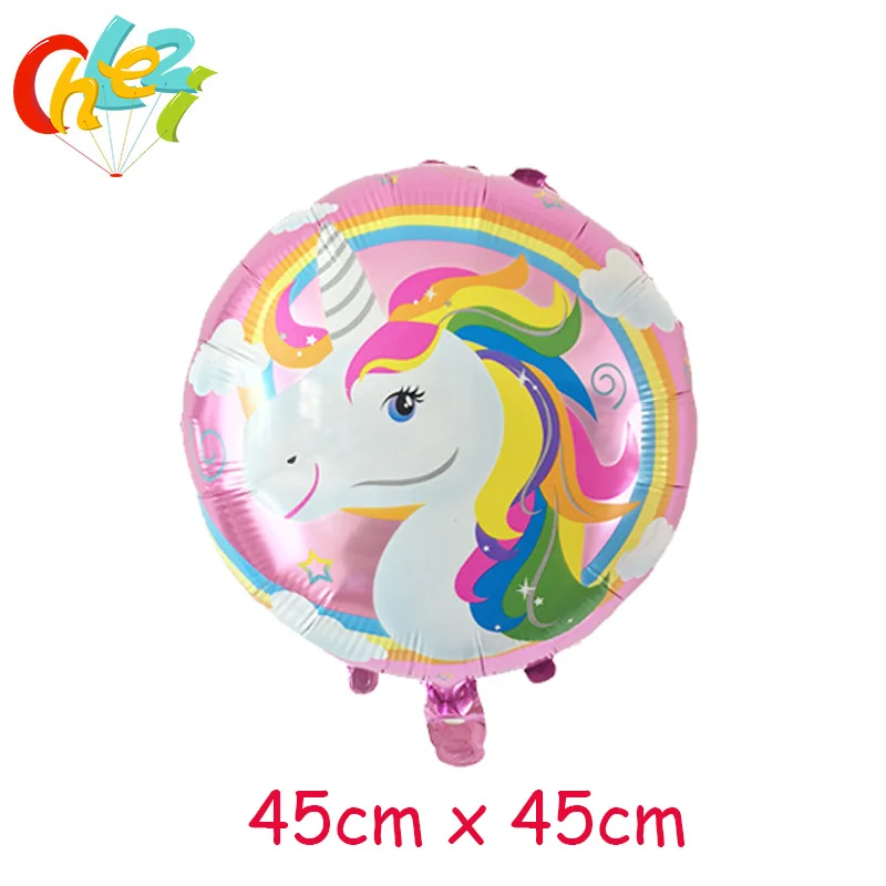 Round Pink 1 pcs 5 шт./лот воздушные шары Единорог 18 дюймов звезда круглый шар День Рождения Детские радужные шарики для декора единорог животные вечерние принадлежности - Цвет: Round Pink 1 pcs