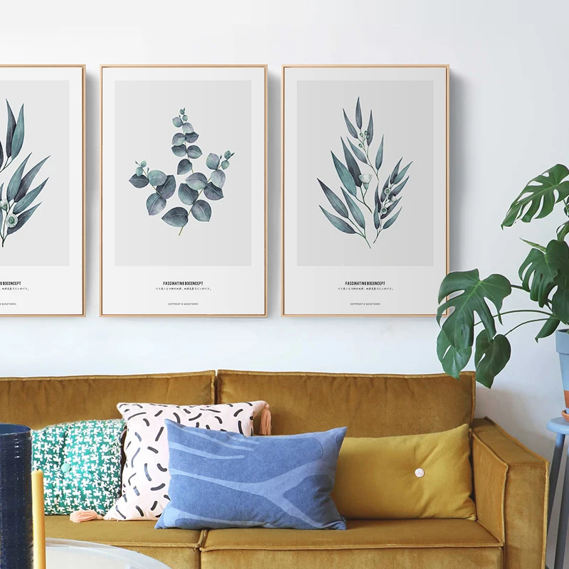 Elegant Poetry Nordic Simple Leaf Decoration Painting Canvas Art Print Poster Wall Picture Home | Дом и сад