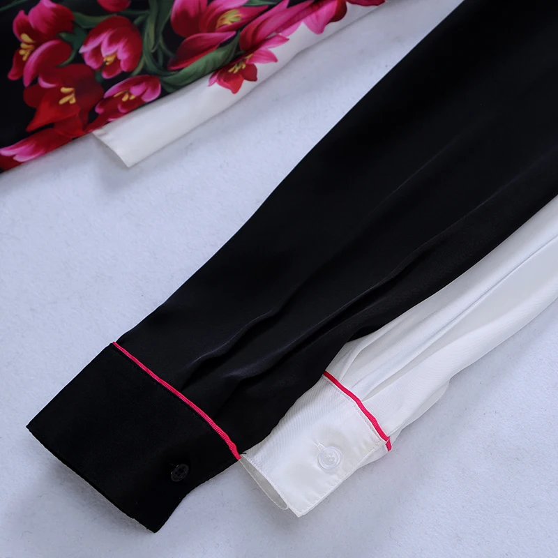 Женская винтажная блузка Megyn с длинным рукавом и принтом розы большие размеры