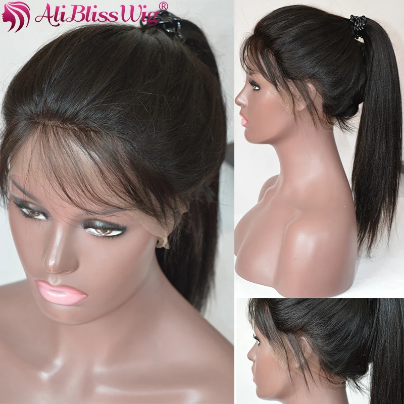 Glueless Yaki прямые полные кружевные человеческие волосы парики для женщин детские волосы светлые Yaki прямые полный парик шнурка бразильские Remy отбеленные узлы