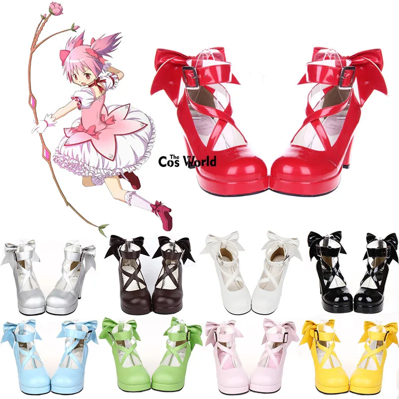 Puella Magi Madoka Magica Kaname Madoka Lolita Platform Pumps High Heels Cosplay Shoes
