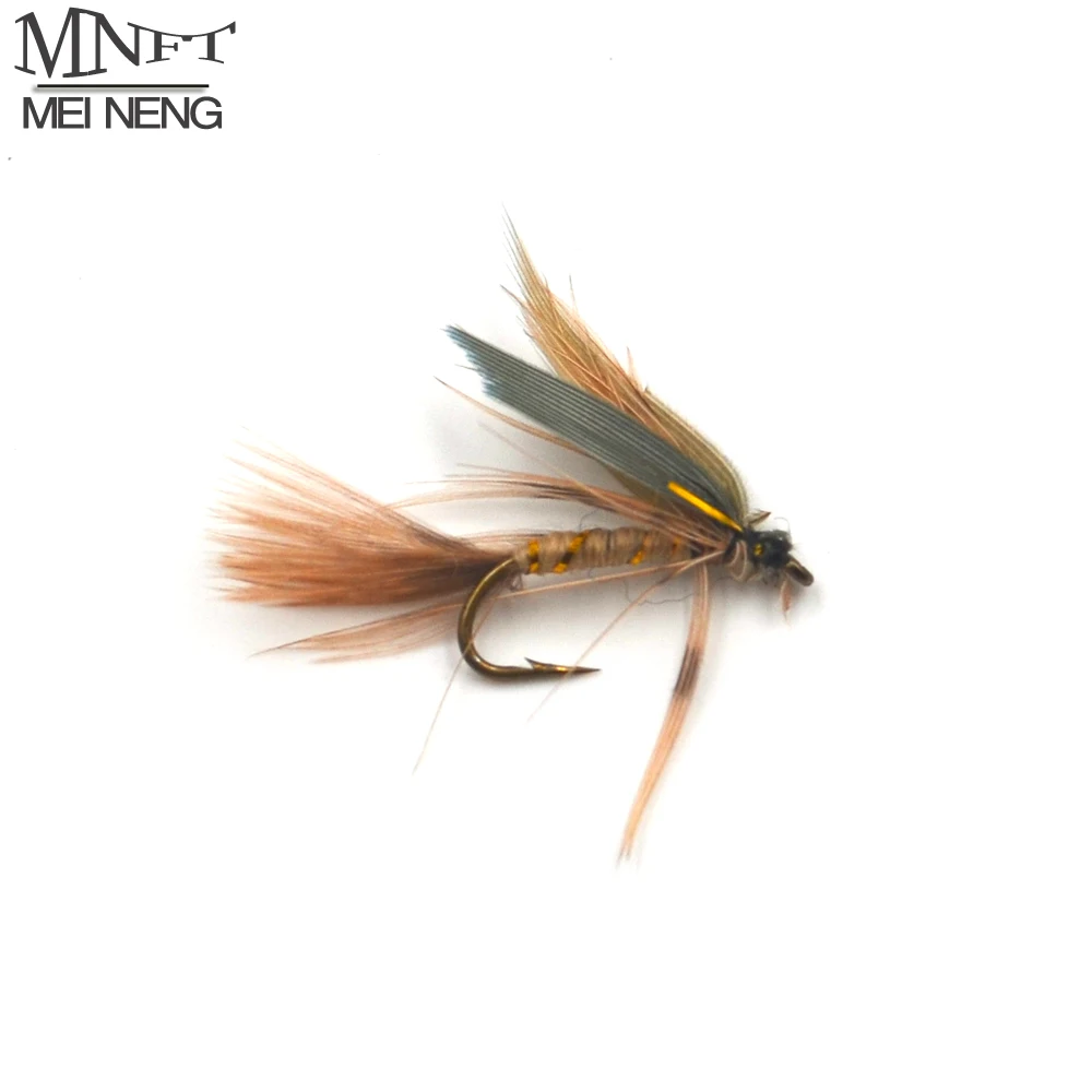 MNFT 10 шт. 12# сухие мушки экономического Fly выбор рыболовные приманки золотой провода с рисунком желтой зебры корпус Рыболовные Мухи