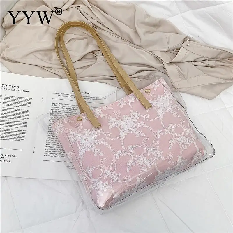 

Large Capacity Shoulder Bags Pvc Waterproof Bag For Women Fashion Female Handbag 2019 High Quality Big Shopping Bag Bolso Mujer