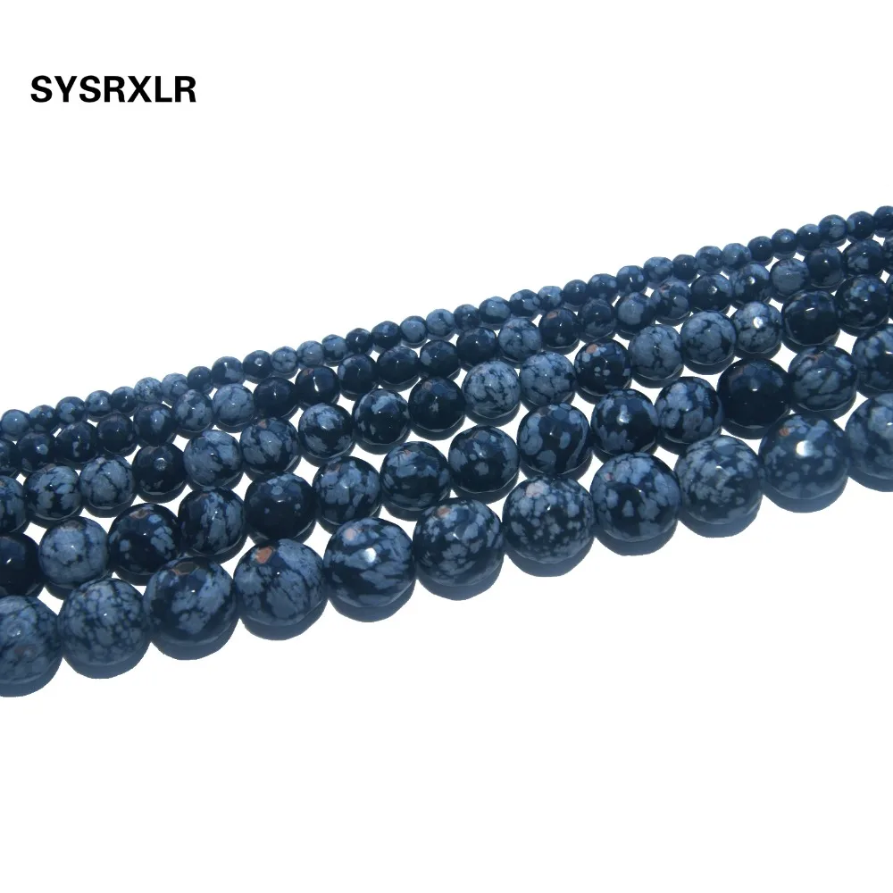 Оптом ограненный природный камень Снежинка Обсидиан Бусины для