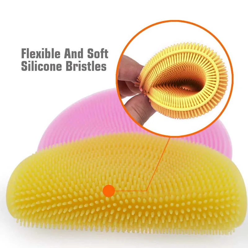 2 шт. Еда-Класс силиконовые блюдо губки Антибактериальные чистящие Мягкие кисти