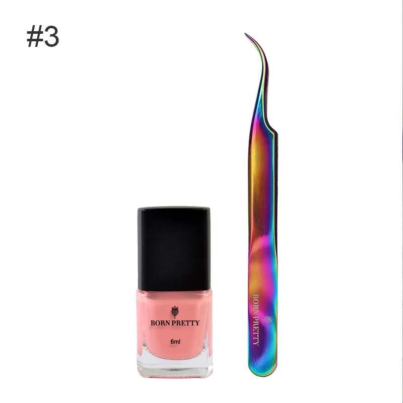 Set 3 BORN PRETTY отшелушивающая латексная жидкая лента для ногтей с цветным изогнутым пинцетом Радужный набор инструментов для нейл-арта набор для ухода за ногтями - Цвет: Set 3