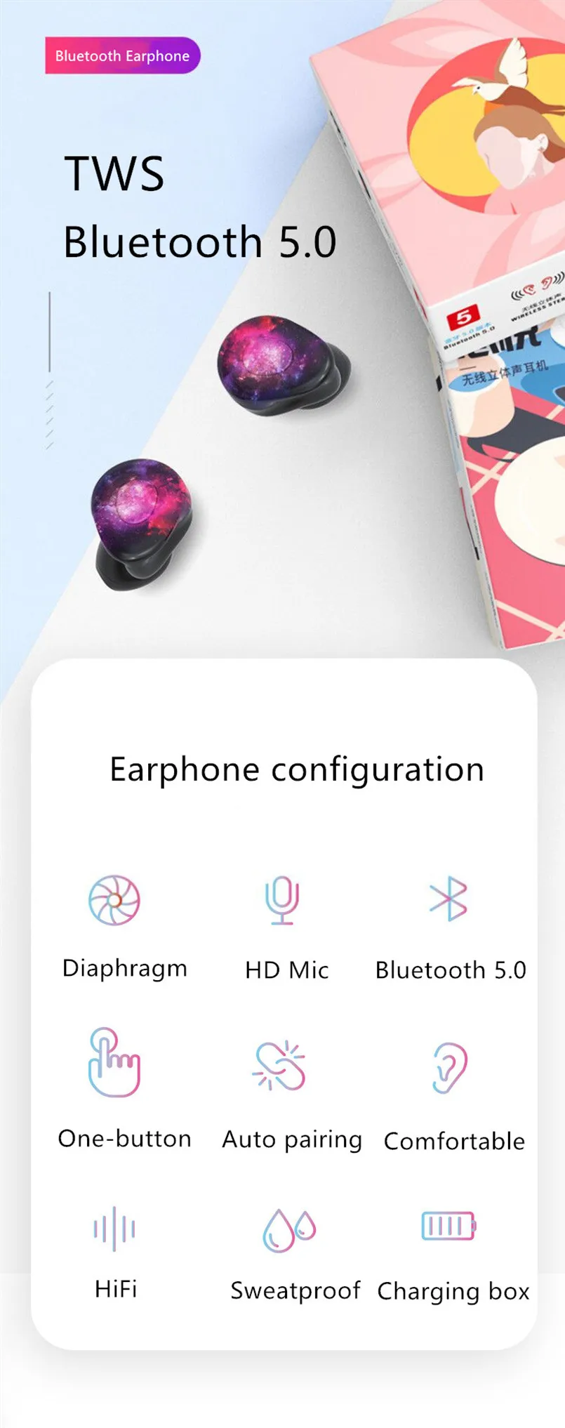 Dosmix TWS Беспроводная гарнитура Bluetooth 5,0 наушники Близнецы наушники с зарядной коробкой наушники для iPhone Xiaomi Meizu POP