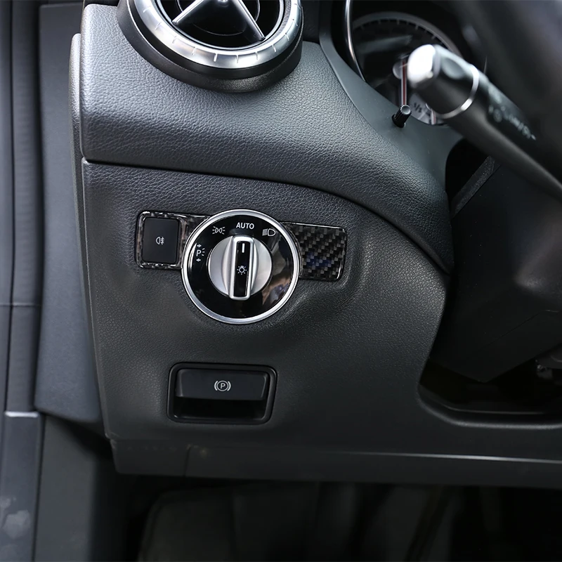 

Наклейки для кнопки регулировки фары из настоящего углеродного волокна для Mercedes Benz A W176 B W246 C W204 E W212 E350 GLK X204 GL ML