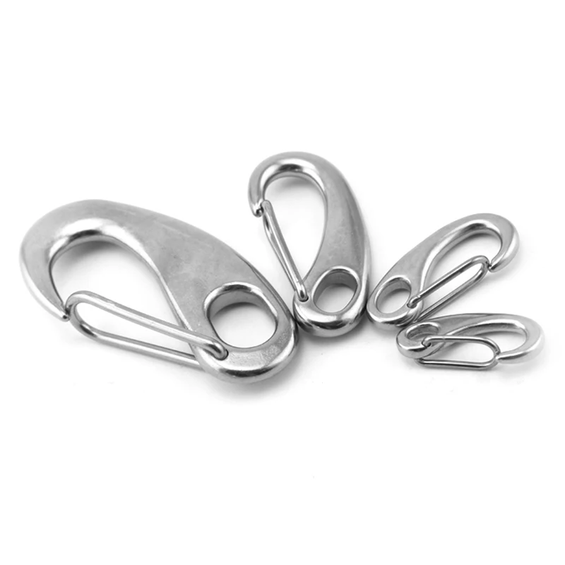 

2pcs 35mm Multifunctional Stainless Steel Spring Carabiner Outdoor Living Egg Shape Spring Snap Hook Quick Link Carabiner Clip