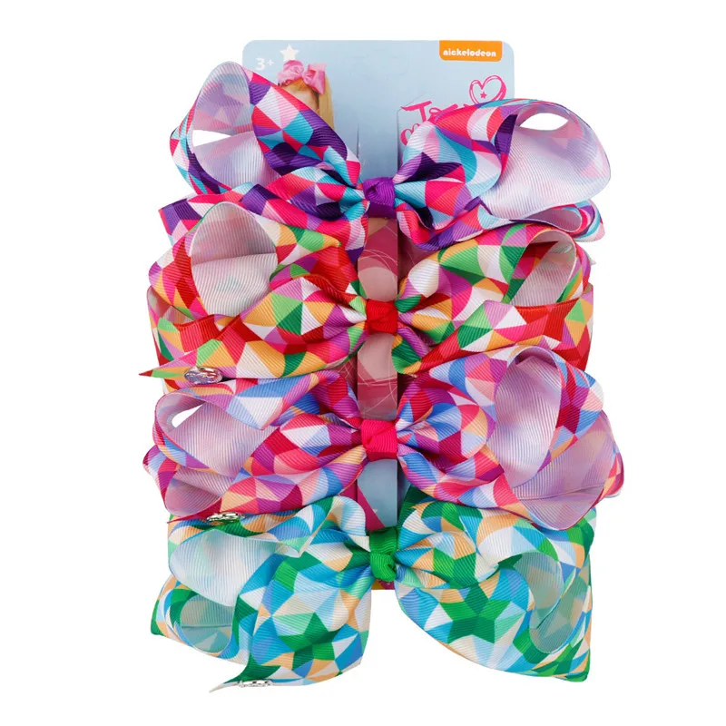 4 шт./компл. бант с радужным принтом из ленты для девочек ручной работы бутик