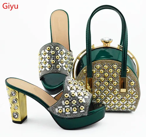 

doershow High Quality African Style GREEN color Ladies Shoes And Bags Set Latest Italian Shoes And Bag Set For Party!!SKO1-3