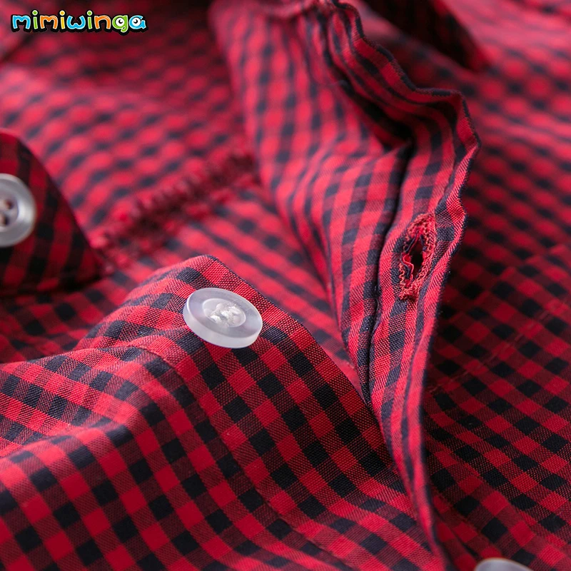 Mimiwinga/Детские хлопковые рубашки в клетку для мальчиков летняя однобортная