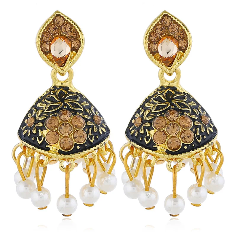 Женские серьги Jhumka Jhumki в этническом стиле ретро модные золотого цвета