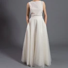 2021 элегантные длинные юбки из Мягкого Тюля с карманами, Высококачественная юбка-пачка в пол, Женская юбка на молнии для свадебной вечеринки