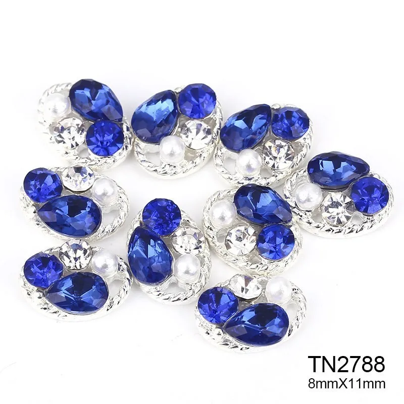 TN2788 Blueness 10 шт. 3D металлический сплав украшения для ногтей красочные Шарм блестящие украшения Украшение для ногтей горный хрусталь аксессуары - Цвет: TN2788