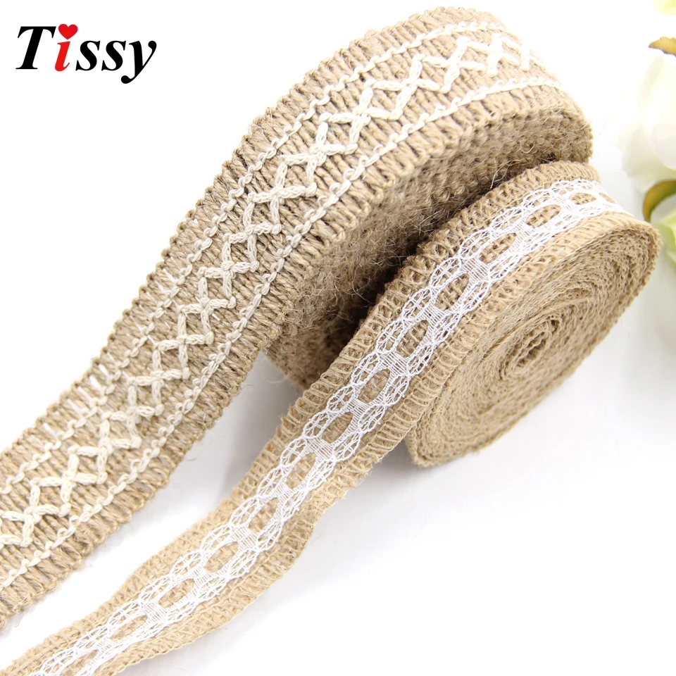 5M/Lot Jute Burlap Rolls Hessian Ribbon Lace Rustic Vintage DIY Ornament Home Garden Wedding Party Decoration Supplies | Дом и сад
