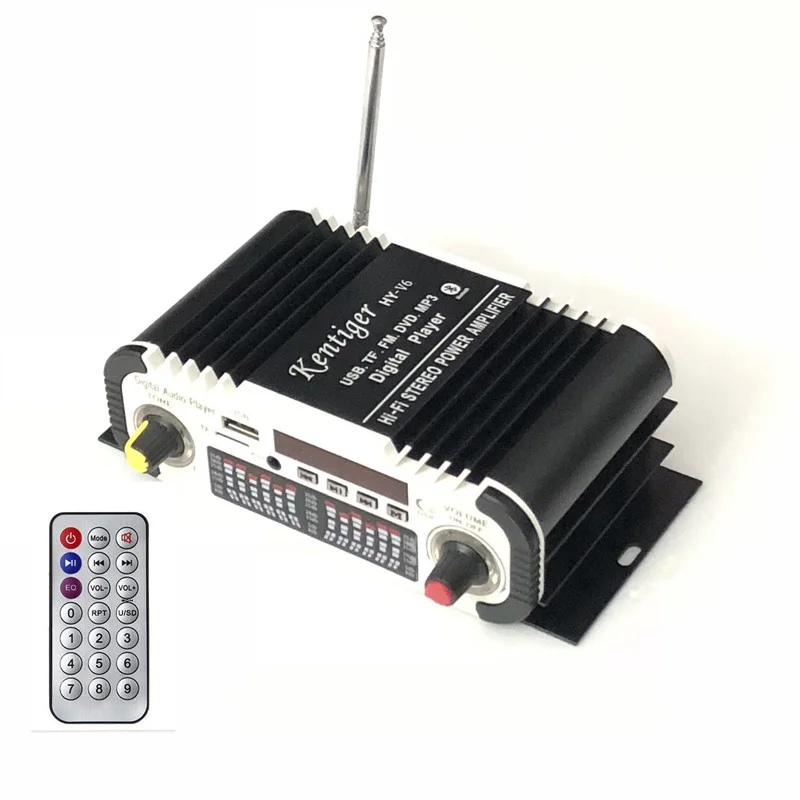 Kentiger HY-V6 Мини Bluetooth TF USB FM аудио усилитель DC 12 В Hi-Fi стерео усилитель мощности с пультом дистанционного управления для автомобиля \ дома