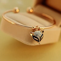 charming crystal fox black eye line opening fashional golden animal bracelets bangles for women
