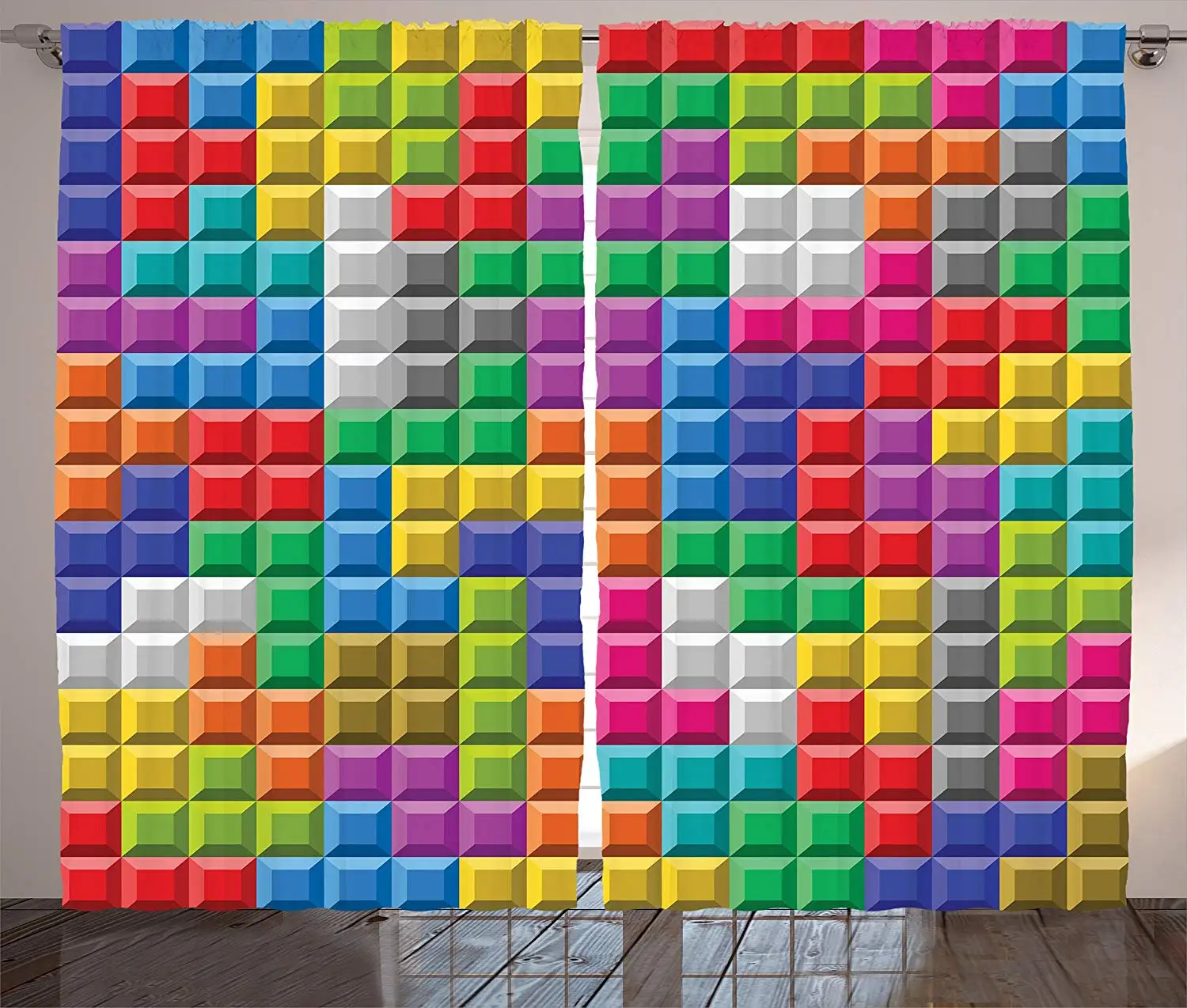 Видео шторы с принтом Games красочный Ретро игровой компьютер кирпичные блоки