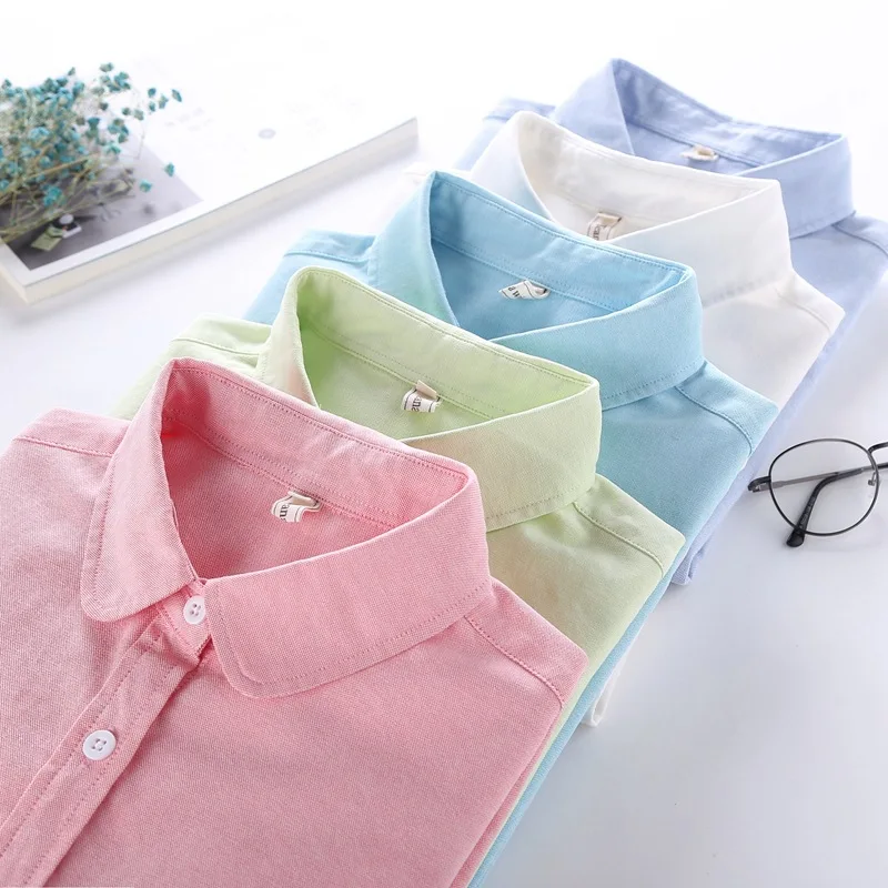 Женская блузка новинка 2018 повседневная брендовая с длинным рукавом Оксфорд