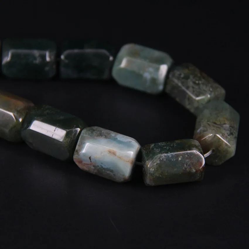 Бусины цилиндрические граненые из натуральных индийских агатов 18-19 шт./нить -