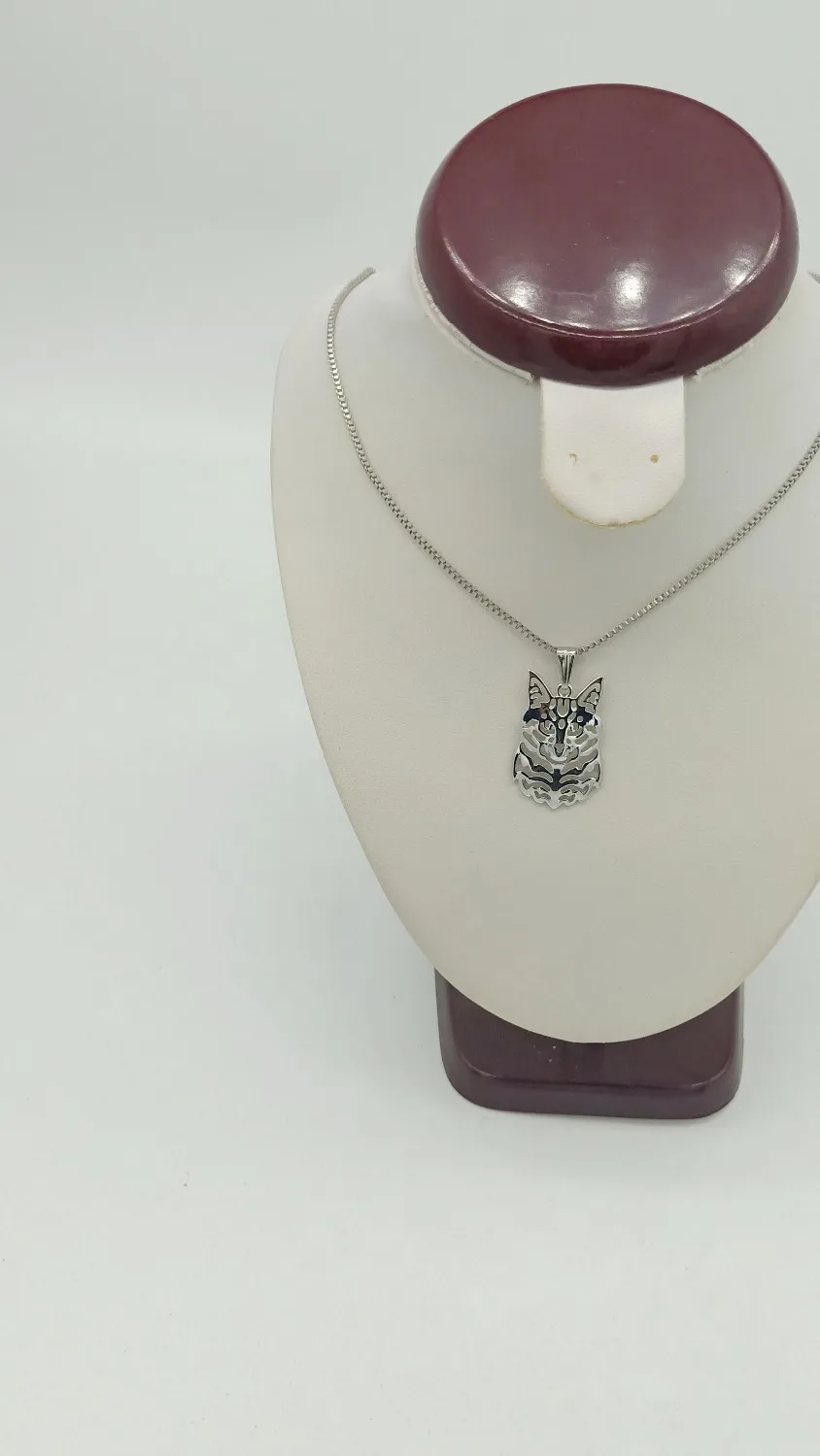 Золото и серебро Мейн Кун Цепочки ожерелья 3D вырезать щенок любовника кулон