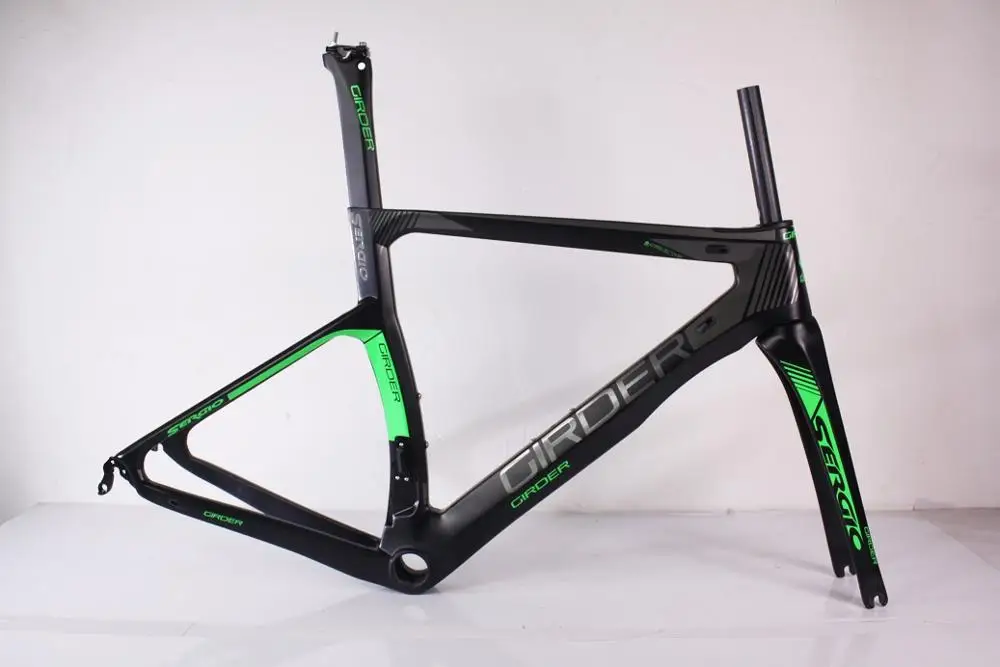 Green color DC013 карбоновая рама, дорожный продолжение китайский Гоночный велосипед рамная углеродная дорога Toray(торэй) T1000 PF30/BB30/BSA 2 года гарантии «сделай сам» - Цвет: Green color